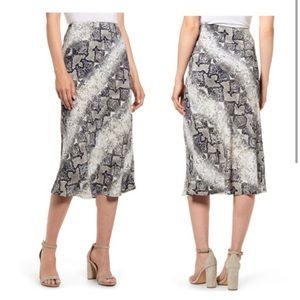 Sanctuary Womens Snakeskin-Print Midi Skirt Ivory XS